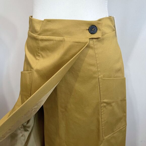 NWT BA&SH BASTIEN KNEE LENGTH WRAPOVER SKIRT IN KHAKI - Picture 6 of 7